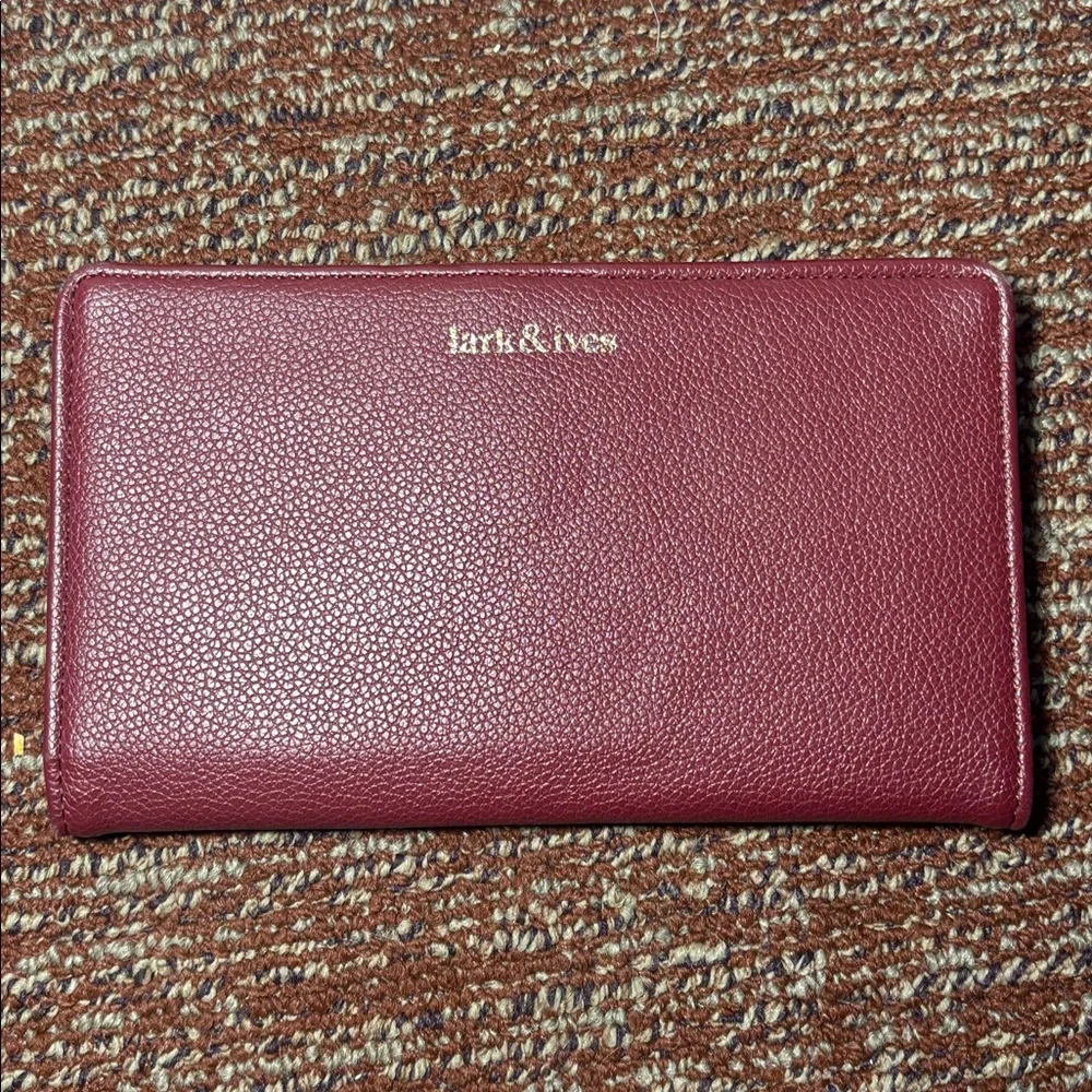 Lark & Ives Burgundy Wallet maroon simple long card wallet minimalist wallet